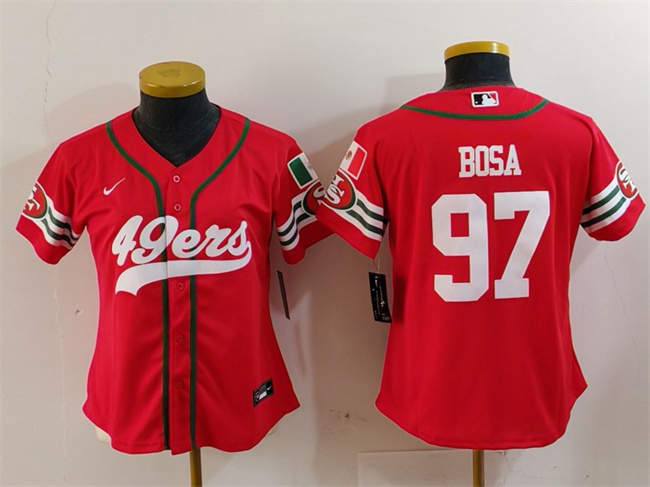 Youth San Francisco 49ers #97 Nick Bosa Red Mexico With Patch Cool Base Stitched Baseball Jersey